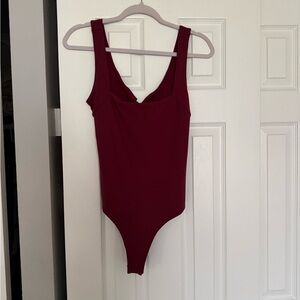 Free People Intimately Burgundy Tank Bodysuit